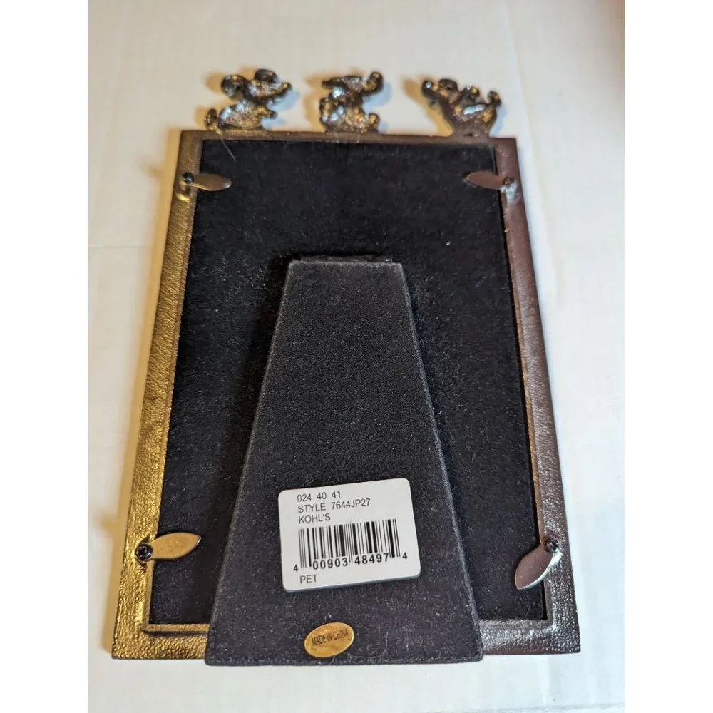 Pewter & black enamel 2D cartoon dog‎ toper 4x6 photo size frame vertical Kohls